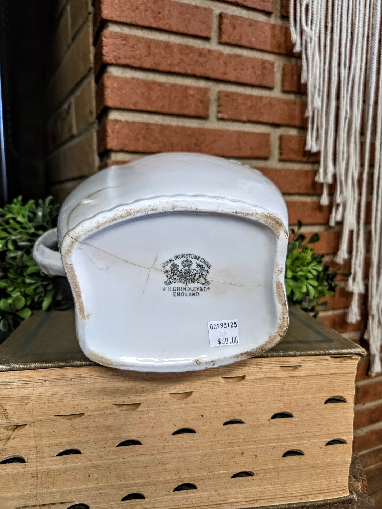 Antique 1800's W H. Grindley & Co. Ironstone Pitcher